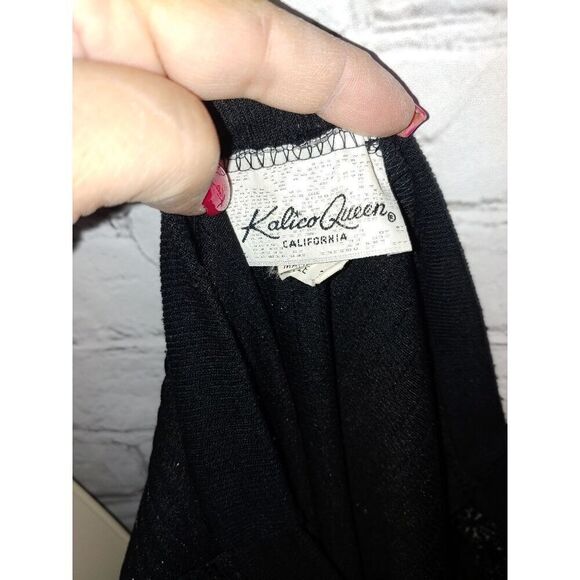 Kalico Queen VINTAGE Women's Size 38 Black Silver Metallic Blouson Blouse. - Picture 6 of 8